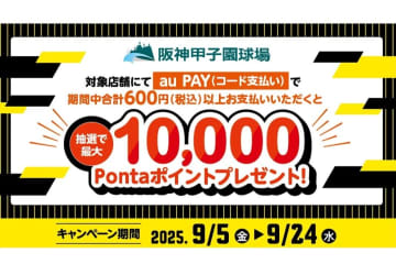 甲子園球場で「au PAY」を使うと抽選で最大1万ポイント還元
