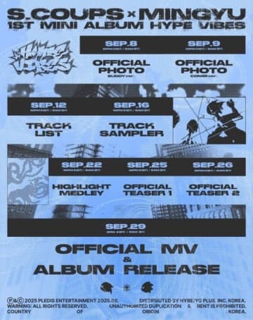 SEVENTEENのS․COUPS＆ミンギュ、1stミニアルバム「HYPE VIBES」プロモーションスケジュール公開