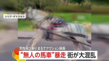 “無人の馬車”が暴走で大混乱　車追い越しぶつかりガツガツ突進　男性が映画さながらの“飛び乗り”…馬止まる　シリア