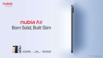 nubia Air、5000mAhバッテリを搭載しながら厚さわずか5.9mmの革新的なボディでスリム・スタイルを再定義