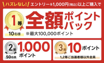 【明日まで】楽天ビック、1,000円以上の買い物で最大10万円までポイントバックされるキャンペーン実施中！