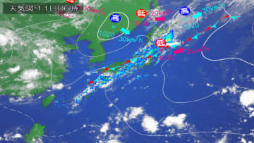 北海道～九州、広い範囲で大気不安定、雷を伴う激しい雨に注意・警戒