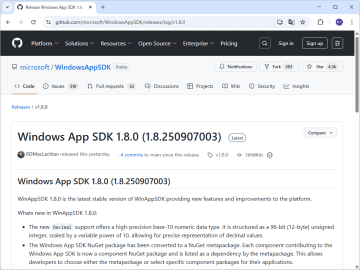WindowsアプリにローカルAI機能を手軽に統合 ～Microsoftが「WinAppSDK 1.8」を公開／新しい「Decimal」型を導入、メタパッケージ化なども実施