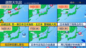 3連休 西～東日本日本海側警報級大雨 北日本大荒れで交通機関に影響も 秋雨前線活発化【週間天気予報】
