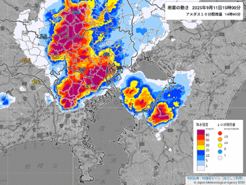 【東海道/山陽新幹線】関東で局地的大雨 一部列車に最大80分遅れ（11日16:30現在）