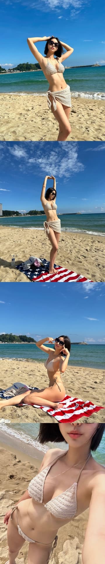 韓国の美しき“ロードガール”、夏のビーチで開放的に…大胆スイムウェアSHOTに「反則」「魅力的」の声【PHOTO】