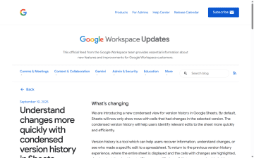 「Google スプレッドシート」に更新履歴の要約表示機能が導入／誰がいつ何を編集したのかを素早く把握できる