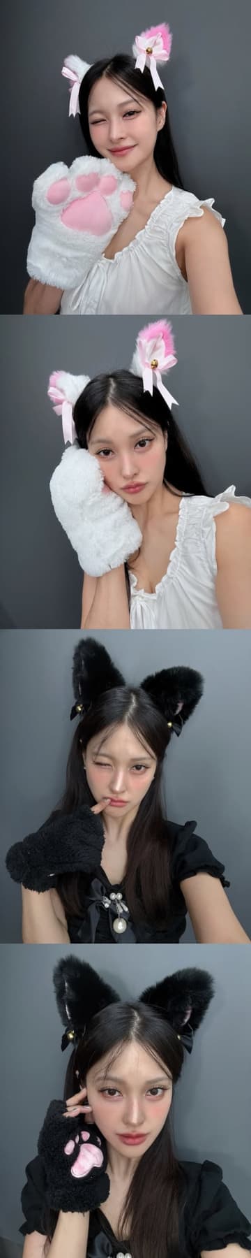白猫派？黒猫派？KARA・ギュリ、“あざとにゃんこSHOT”で可愛さと色気を同時に披露【PHOTO】