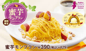 ビッグボーイ「蜜芋モンブラン」と「大俵蜜芋モンブラン」を9月18日に発売。3か月熟成の紅はるかを使用