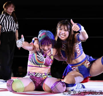 会津出身の遠藤有栖が荒井優希との初タッグで凱旋勝利を挙げインター王座戦に弾み！「みんなのパワーをチャージしたんで、ベルト巻けるように頑張りたい！」
