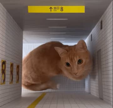 『8番出口』の通路を再現したら猫ちゃんが…！？ キュートな“異変”にSNSメロメロ→「8ニャン出口」「迷い込みたい」