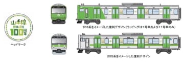 103系・205系イメージの「山手線復刻ラッピング列車」　環状運転100周年記念で10月登場