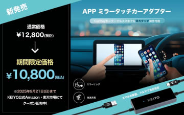 KEIYOがAPPミラータッチカーアダプター発売！スマートフォンの多様な機能を車内で活用
