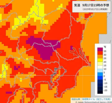 【速報】埼玉…久喜で全国2位の高温　36.2度　鳩山が4位、熊谷5位　明日も真夏の暑さ予想
