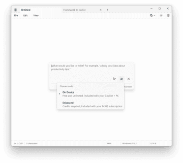 「メモ帳」がローカルAIを用いた執筆支援に対応、Canary/Devチャネルでテスト開始／Copilot+ PCならライセンスなし・ネット接続なしでもAIが利用できる