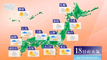 今日18日・明日19日の天気予報　秋雨前線が南下して秋の空気流れ込む！今日は大雨に警戒＆明日は気温下がり服装選びに注意