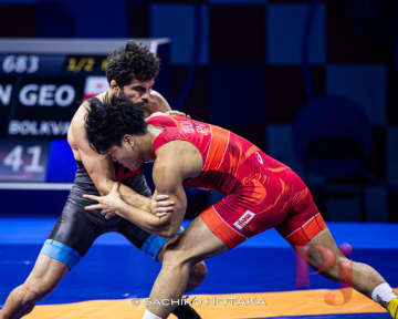 ＜レスリング＞【写真集】2025年世界選手権／男子グレコローマン82kg級・吉田泰造（日体大）－1回戦～準決勝