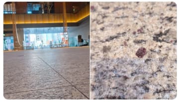 まさかの発見…名古屋駅横のビル床に落ちているのは宝石のガーネット！？「なんで埋まってるんだろう、謎すぎる…」と憶測の声が寄せられる