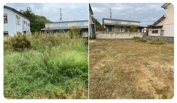 【衝撃ビフォーアフター】70坪の草刈りを1万円で完了した投稿主の仕事っぷりが話題に！「コレだけ広い面積の雑草処理がたった一万円！？」と驚きの声も