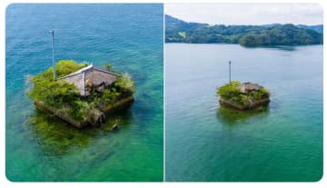 海にポツンと佇む『箱庭みたいな廃屋』に注目集まる！「亀仙人の家」「絶対小さなメダルある」とゲームの世界に例える声も