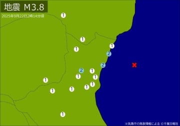 深夜に関東・東北で地震　M3．8　震源は茨城県沖