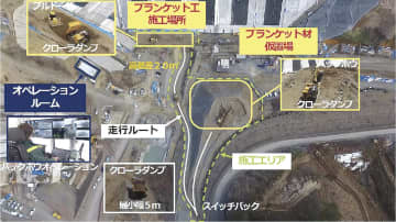 大成建設／ダム現場で完全無人化施工、自動建機群を協調運転