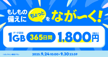 povoから副回線利用に便利な「データ追加1GB（365日間）」が登場