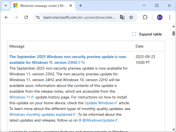 2025年9月非セキュリティプレビュー、「Windows 11 23H2」向け「KB5065790」からリリース／サインインやRDPの問題を解決
