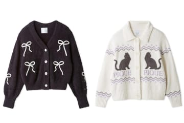 ジェラート ピケのハロウィンルームウェア、黒猫総柄シャツ＆ぷっくりリボンのフェザーカーディガンなど