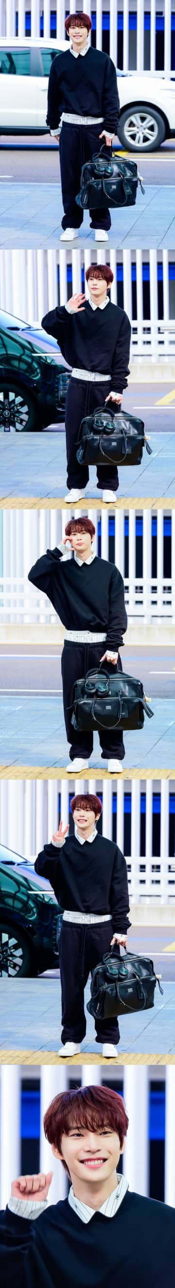 NCT・ドヨン、“見せパン”風コーデでイタリアに出国！愛嬌たっぷりなポーズでファン魅了【空港写真】