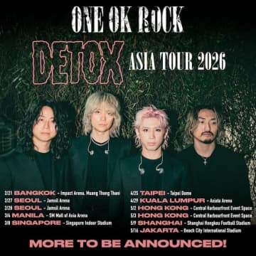 ONE OK ROCK、アジアの主要都市をまわるツアー『DETOX Asia Tour 2026』開催　第1弾開催地発表
