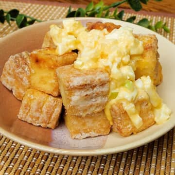 【揚げないかららくちん！】サクふわ厚揚げとタルタルソースの相性抜群！玉ねぎの食感が楽しい！タルタル厚揚げ