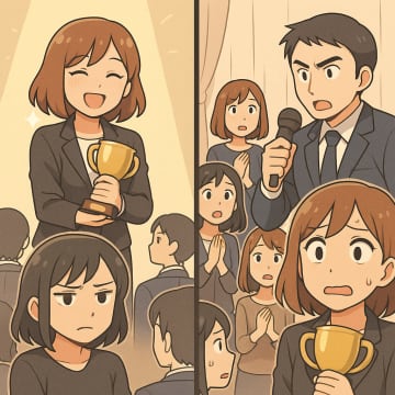 私の努力を横取りした同僚が栄光の表彰台へ。だが表彰の直後に突きつけられた真実とは【短編小説】
