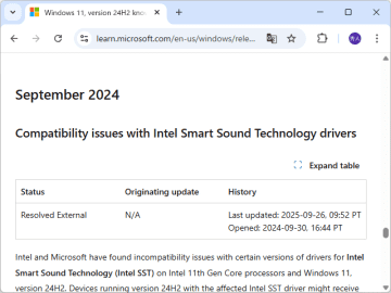 「Windows 11 24H2」と「Intel SST」オーディオドライバーの非互換性問題がようやく解決／24H2リリース当初から適用されていたセーフガードは解除
