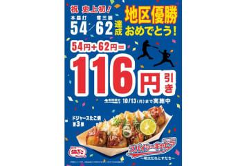 築地銀だこ「スパイシーキャビア ～明太だれとすだち～」を116円引きに！　大谷翔平選手54本塁打/62奪三振記念