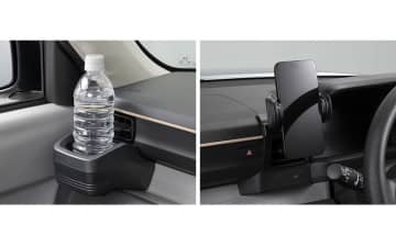 カーメイト、新型EV「N-ONE e:」専用設計の「助手席用ドリンクホルダー」「運転席用スマートフォンホルダー」アクセサリー2種発売