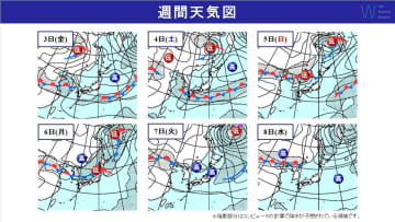 週間天気　天気は短い周期で変わり一雨ごとにゆっくりと季節前進！週明け6日は北日本や北陸で大雨の可能性
