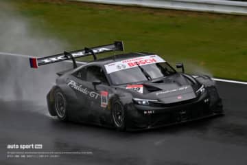 ホンダ／HRCの新型GT500マシンのプレリュードGTプロトタイプがSUGOでシェイクダウン。ウエットのなか順調に周回