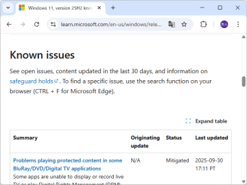 「Windows 11 バージョン 25H2」で確認済みの問題は2件 ～BD/DVD、TVアプリの問題など／「バージョン 24H2」が問題なく動作するなら（ほぼ）大丈夫