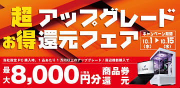 【ニュース・フラッシュ】パソコン工房、対象PCとアップグレード/周辺機器購入で最大8千円分を還元するフェア