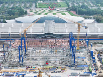 中国の滬寧合高速鉄道、南通駅の建設進む