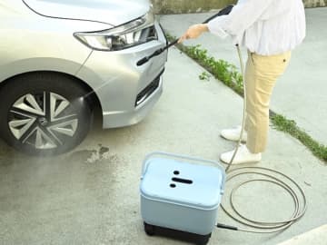 近くに電源水道なくても使える高圧洗浄機、山善