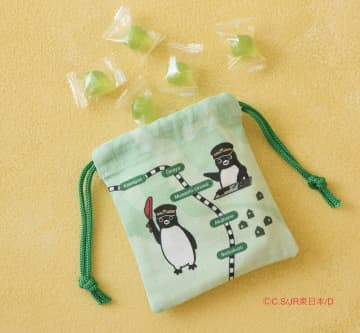 埼京線開業40周年を記念した「埼京線×Suicaのペンギンコラボ商品」第二弾の『飴入り巾着』は明日から数量限定発売♪