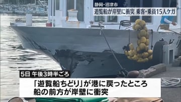 遊覧船が岸壁に衝突、乗客・乗員15人ケガ　静岡・沼津港