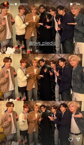 BTSのV、後輩TWSと対面！記念ショットが話題…抜群のビジュアルに反響