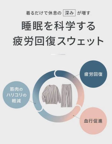 グンゼ、血行促進素材の疲労回復スウェット