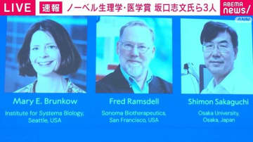 大阪大・坂口志文さんがノーベル生理学・医学賞に選ばれる