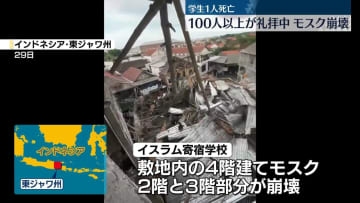 100人以上が礼拝中…モスクが崩壊　学生1人死亡　インドネシア