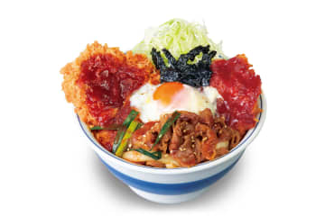 かつや、韓国風アレンジの「牛豚鶏のプルコギビビンカツ丼」