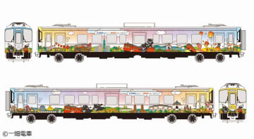 【一畑電車】8000系2両目が明日から営業運転を開始へ　2両目は台湾の名勝や景勝地イラストを施したラッピング車両に